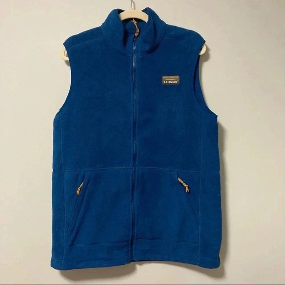 L.L. Bean  blue teal fleece vest medium tall - Picture 1 of 7